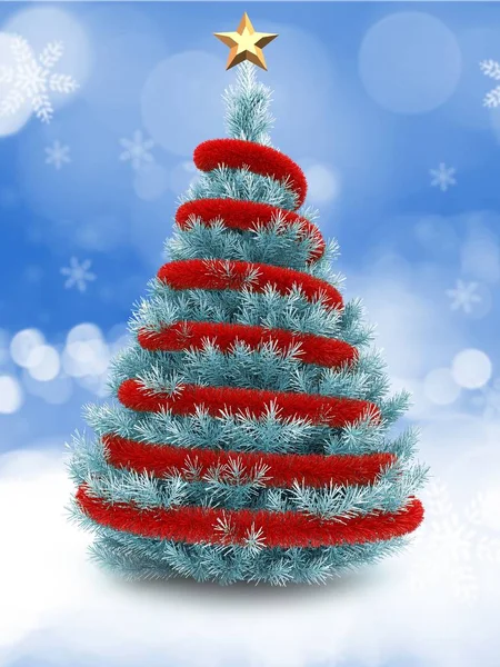 Illustration of silver Christmas tree — Stock Photo, Image