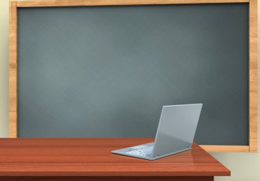 dizüstü bilgisayar ile kara tahta