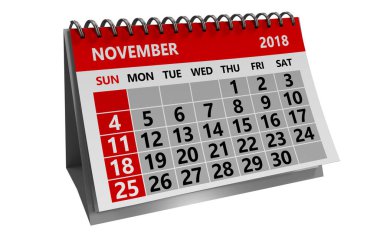 Beyaz arka plan üzerinde izole takvim