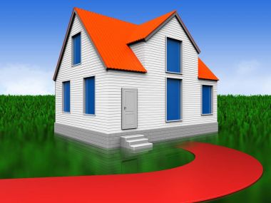 evin arka plan üzerinde gösterimi