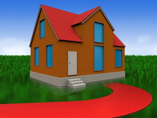 Illustration of cottage over background — Stock Photo, Image