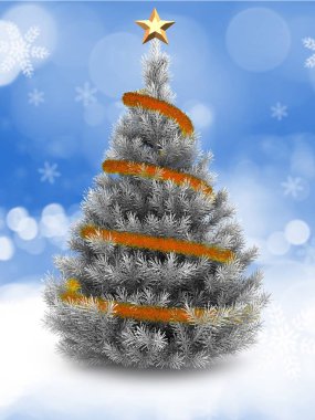 Gümüş Noel ağacının gösterimi 