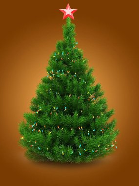  resimde yeşil Noel ağacının