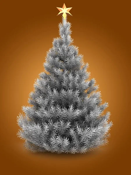 Illustrazione 3d di albero di Natale d'argento — Foto Stock