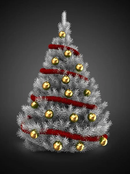 3D illustration av silver julgran — Stockfoto