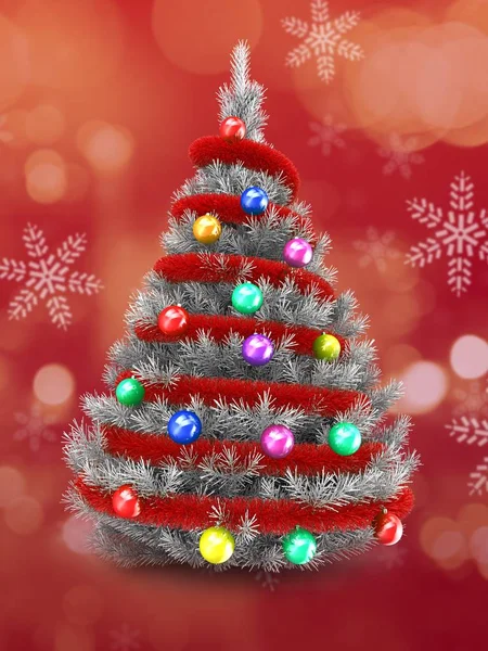 3D obrázek stříbrné vánoční stromeček — Stock fotografie