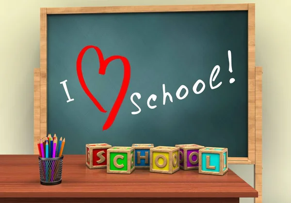 Deska z tekstem Szkoła miłości — Zdjęcie stockowe