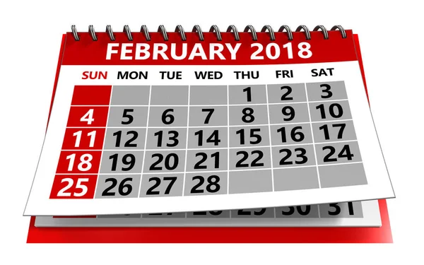 Februari 2018 kalender — Stockfoto