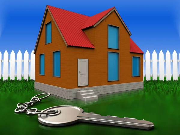 Ilustração de casa de campo com chave — Fotografia de Stock