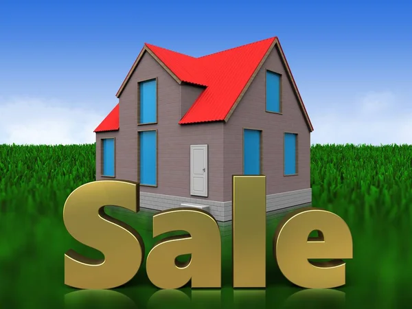Casa con segno di vendita — Foto Stock