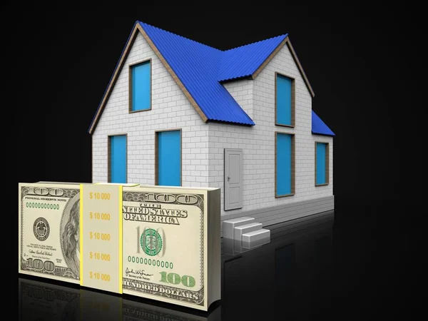 Illustration of home with money — Stock Photo, Image