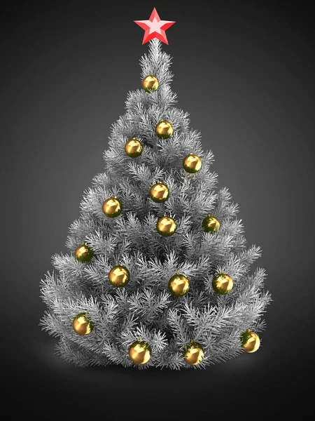 Illustrazione 3d di albero di Natale d'argento — Foto Stock