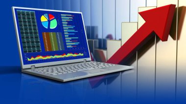 bilgisayar üzerinde yükselen grafikler