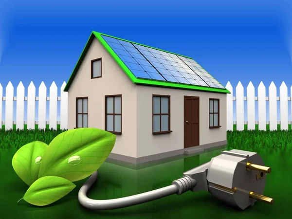 Дом с солнечной батареей — стоковое фото