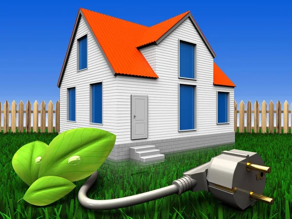 Huis met eco-netsnoer — Stockfoto