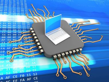 İşlemci arka plan üzerinde gösterimi