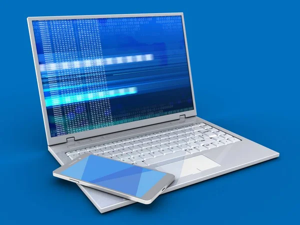 Illustration of laptop over  background — Stock Photo, Image