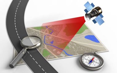  büyütme cam ile harita gösterimi