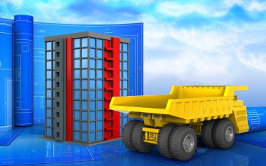 Bina arka plan üzerinde gösterimi