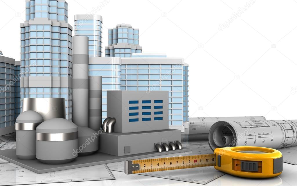  illustration of factory over  background