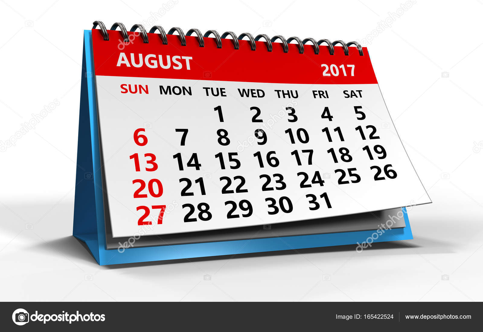 Illustration of august calendar Stock Photo by ©mmaxer 165422524