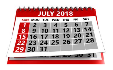 Beyaz arka plan üzerinde izole takvim