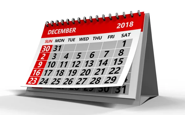 Calendario diciembre 2018 — Foto de Stock