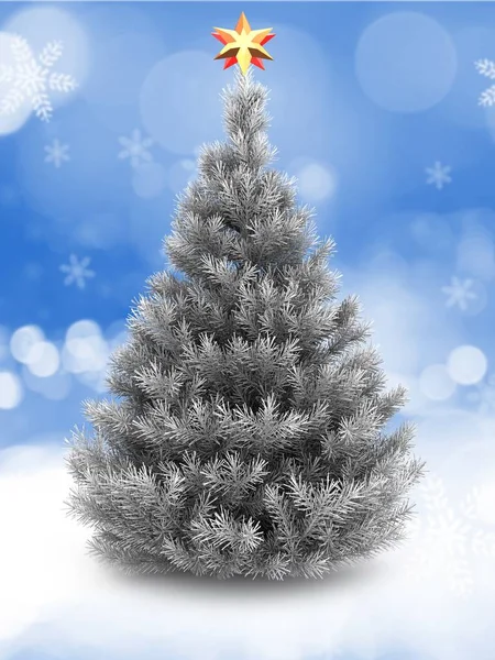 3D Illustration des silbernen Weihnachtsbaums — Stockfoto