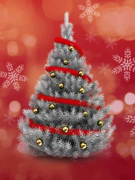 3D απεικόνιση του ασημί χριστουγεννιάτικο δέντρο — Φωτογραφία Αρχείου