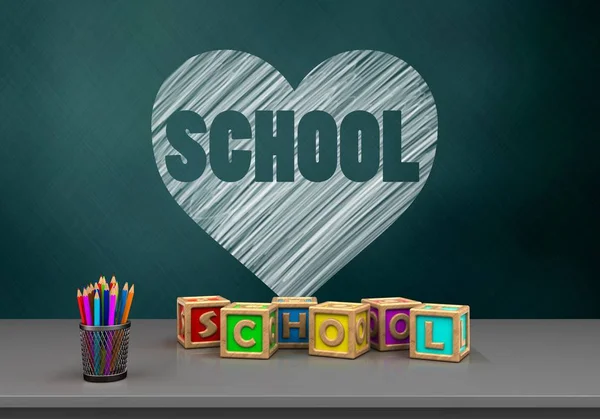 Illustratie van schoolboard met hart — Stockfoto