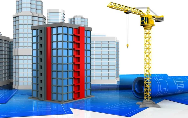 Illustration of building over  background — Stock Photo, Image