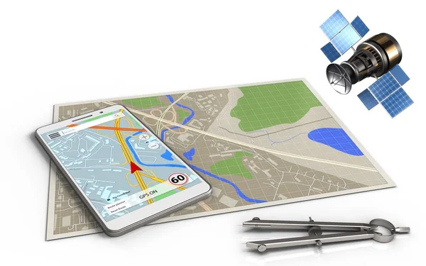 Mobil navigasyon harita gösterimi — Stok fotoğraf