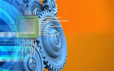 Turuncu arka plan üzerinde chip 