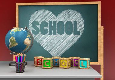 kalp ve okul metin ile kurulu 