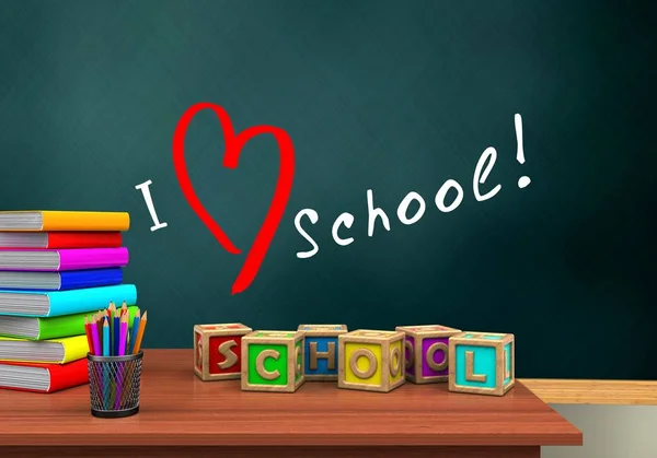 Иллюстрация школьной доски с текстом школы любви — стоковое фото