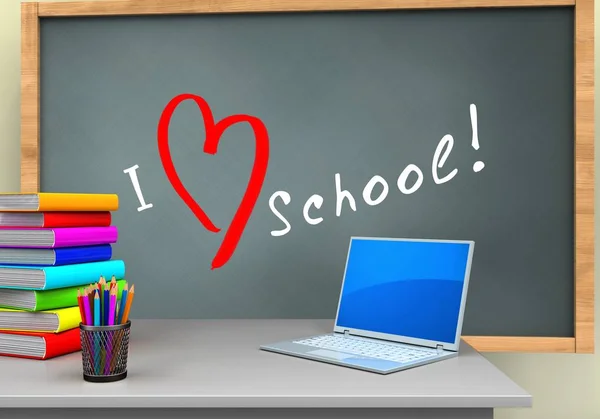 Aşk okul metin ile kara tahta — Stok fotoğraf