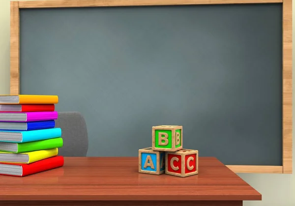 Schoolbord met abc kubussen — Stockfoto