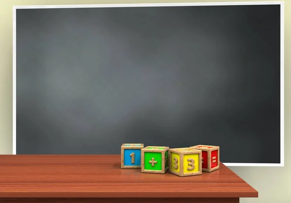 Blackboard with math cubes — Stock Photo, Image