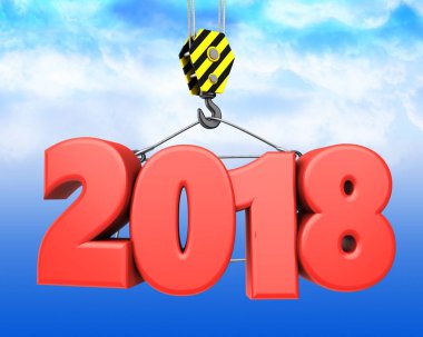3D vinç kanca kırmızı 2018 işaretiyle