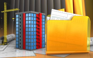 Bina arka plan üzerinde gösterimi