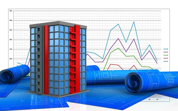 Bina arka plan üzerinde gösterimi