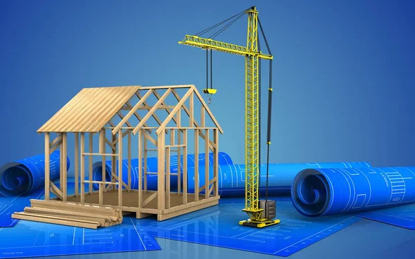 Telaio costruzione casa — Foto Stock