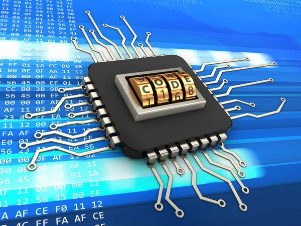Ilustração de chip de computador — Fotografia de Stock