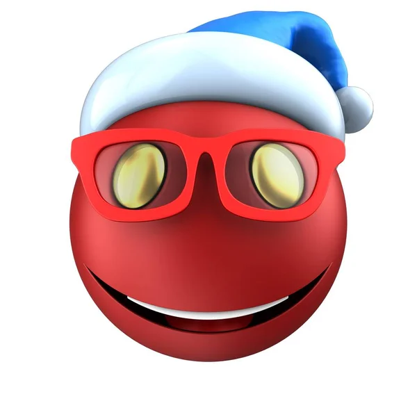 Emotikona smile s vánoční čepice — Stock fotografie