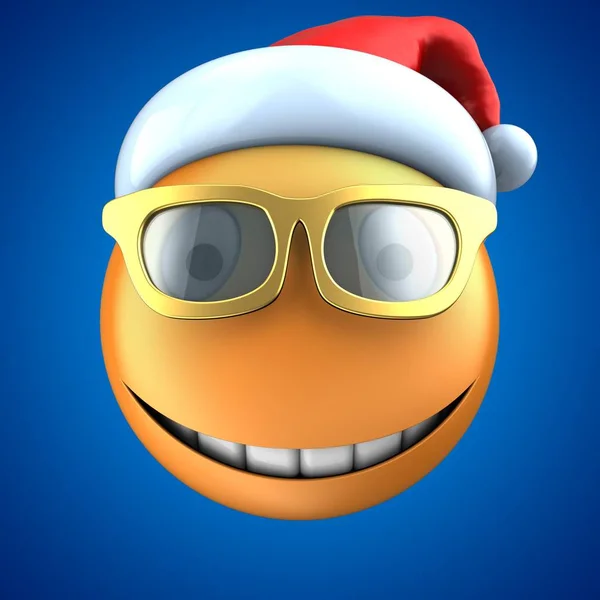 Emoticon sorriso com chapéu de Natal — Fotografia de Stock