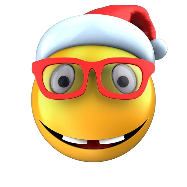 Emoticon Lächeln mit Weihnachtsmütze — Stockfoto