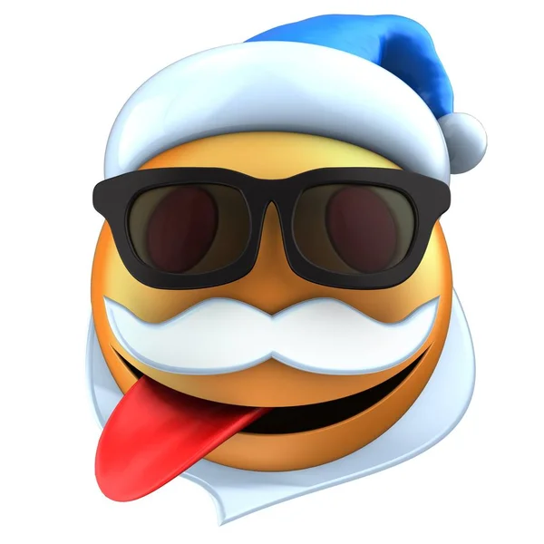 Emoticon sorriso com chapéu de Natal — Fotografia de Stock