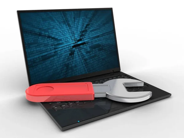 Illustration of laptop over  background — Stock Photo, Image