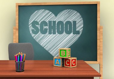 kalp ve okul metin ile kurulu 