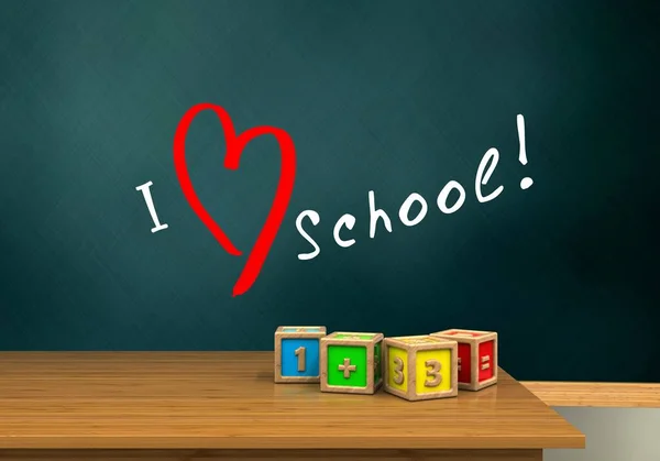 Ilustracja z schoolboard tekstem Szkoła miłości — Zdjęcie stockowe